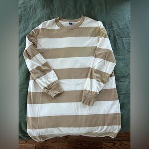Old Navy Beige and White Striped Dress